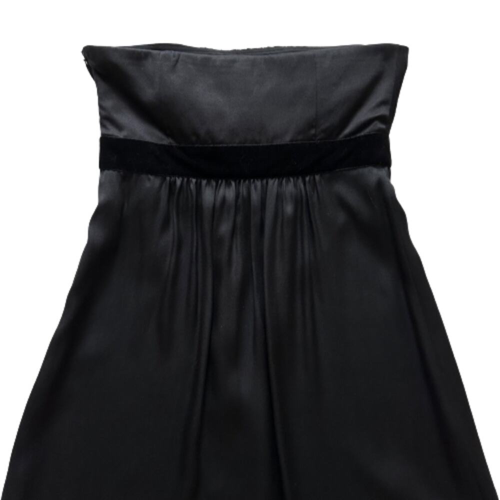 Banana Republic Dress Black Silk Strapless Velvet Ribbon Waist LBD Size 2 NEW - Picture 9 of 12